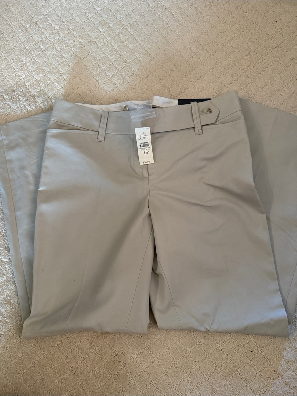 LOFT Light Gray Straight-Leg Trousers